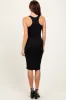 Black Ribbed Racer Back Sleeveless Midi Dress sold by Pinkblush