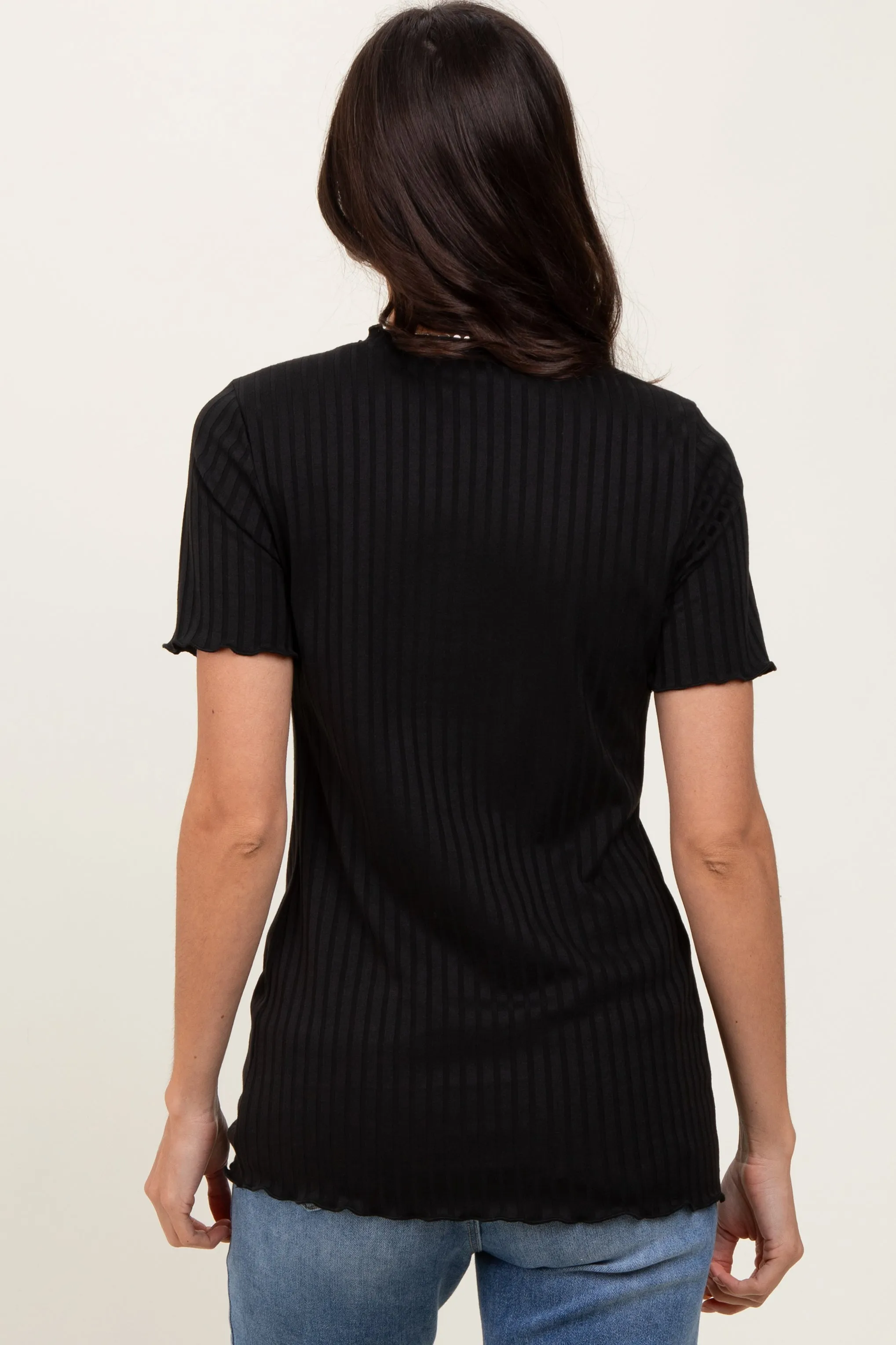 Black Ribbed Short Sleeve Top sold by Pinkblush product image thumbnail 4