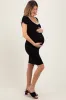 Black Ribbed Knit Short Sleeve Maternity Dress sold by Pinkblush