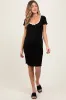 Black Ribbed Knit Short Sleeve Maternity Dress sold by Pinkblush