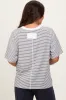 Black Striped Drop Shoulder Short Sleeve Maternity Top sold by Pinkblush