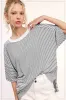 Black Striped Drop Shoulder Short Sleeve Maternity Top sold by Pinkblush