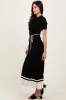 Black Ribbed Knit Pleated Midi Dress sold by Pinkblush