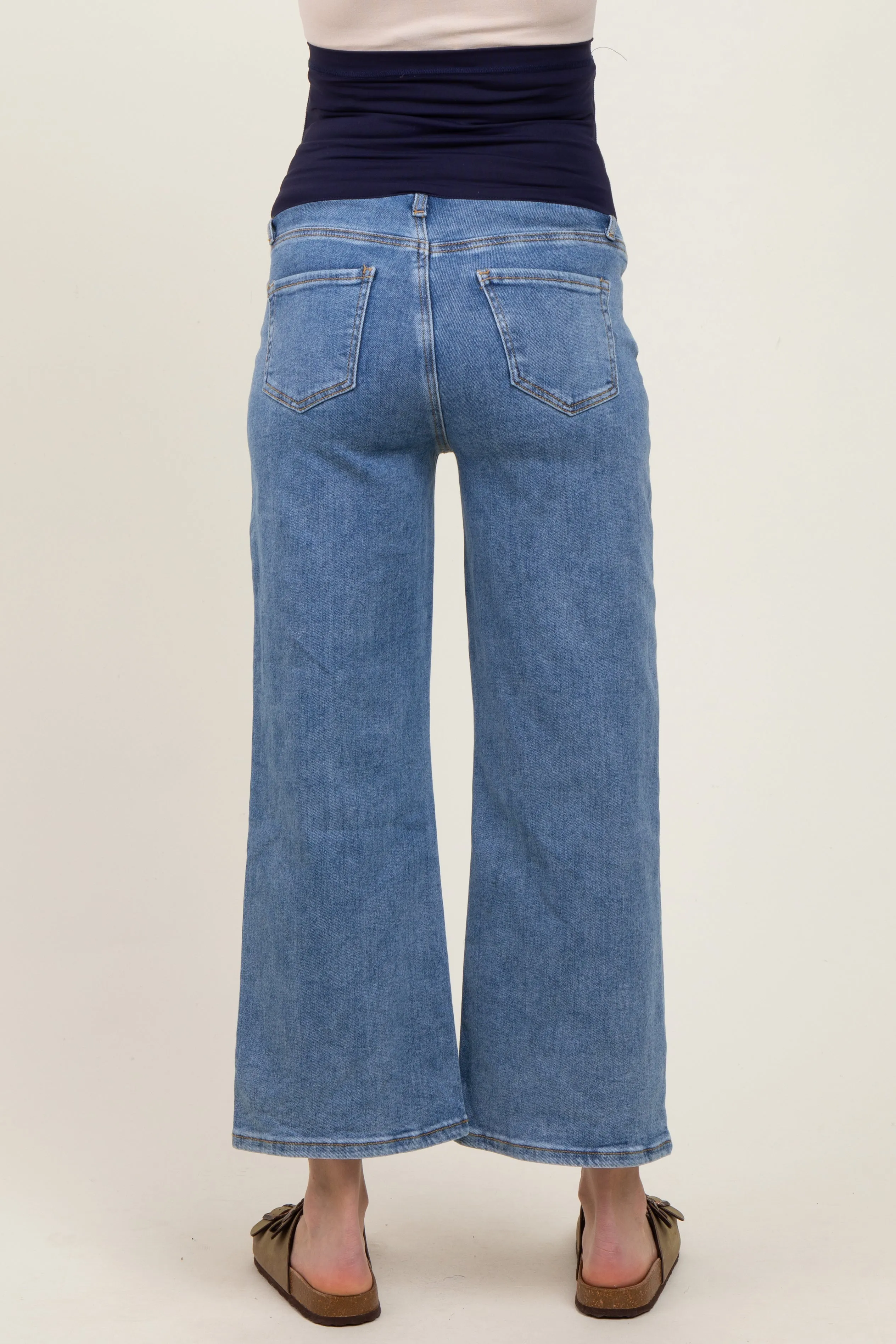 Light Wash Cropped Denim Maternity Jeans sold by Pinkblush product image thumbnail 4