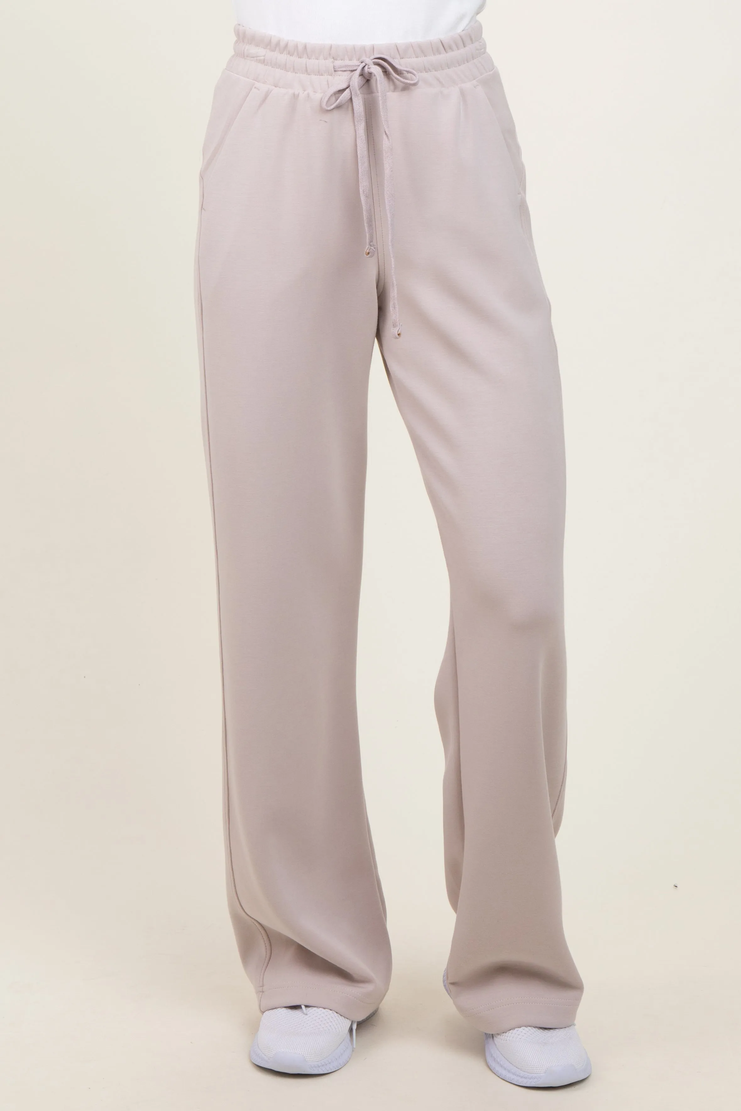 Cream Straight Leg Drawstring Sweatpants sold by Pinkblush product image thumbnail 3