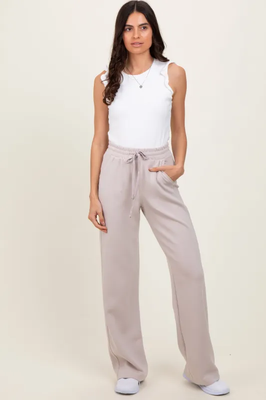 Cream Straight Leg Drawstring Sweatpants sold by Pinkblush