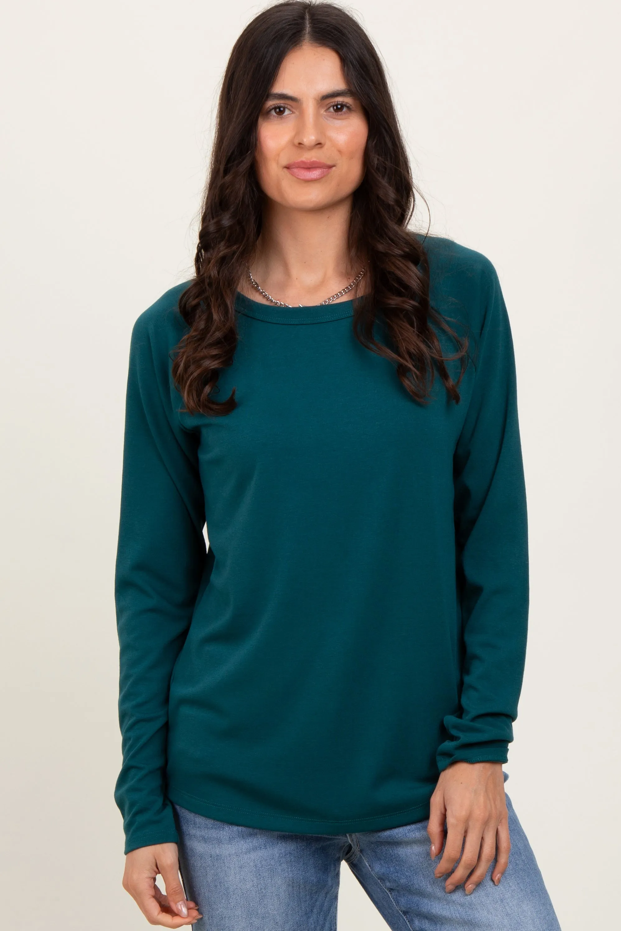 Deep Teal Raglan Long Sleeve Top sold by Pinkblush product image thumbnail 2