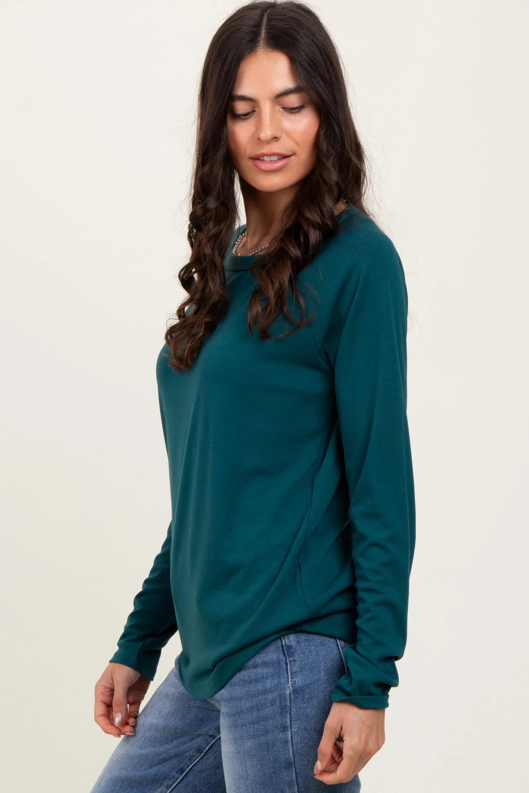 Deep Teal Raglan Long Sleeve Top sold by Pinkblush product image thumbnail 3