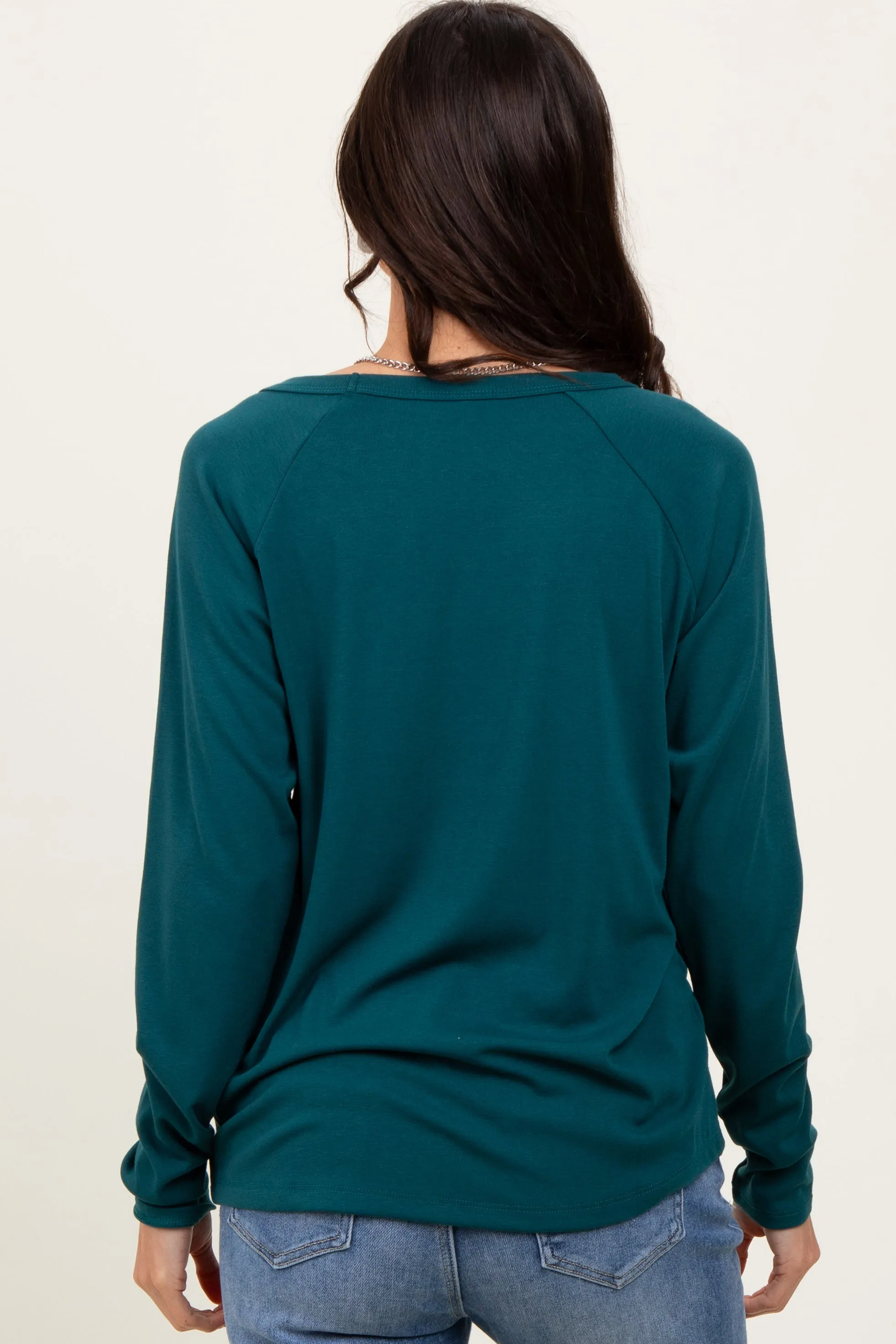 Deep Teal Raglan Long Sleeve Top sold by Pinkblush product image thumbnail 4
