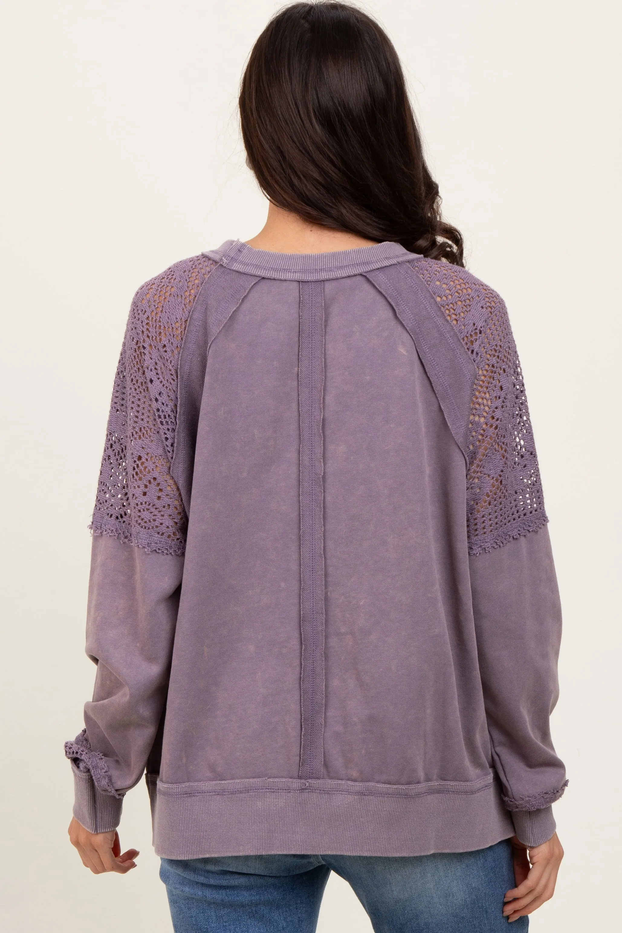 Lavender Lace Inset Exposed Seam Pullover Top sold by Pinkblush product image thumbnail 4