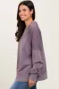 Lavender Lace Inset Exposed Seam Pullover Top sold by Pinkblush
