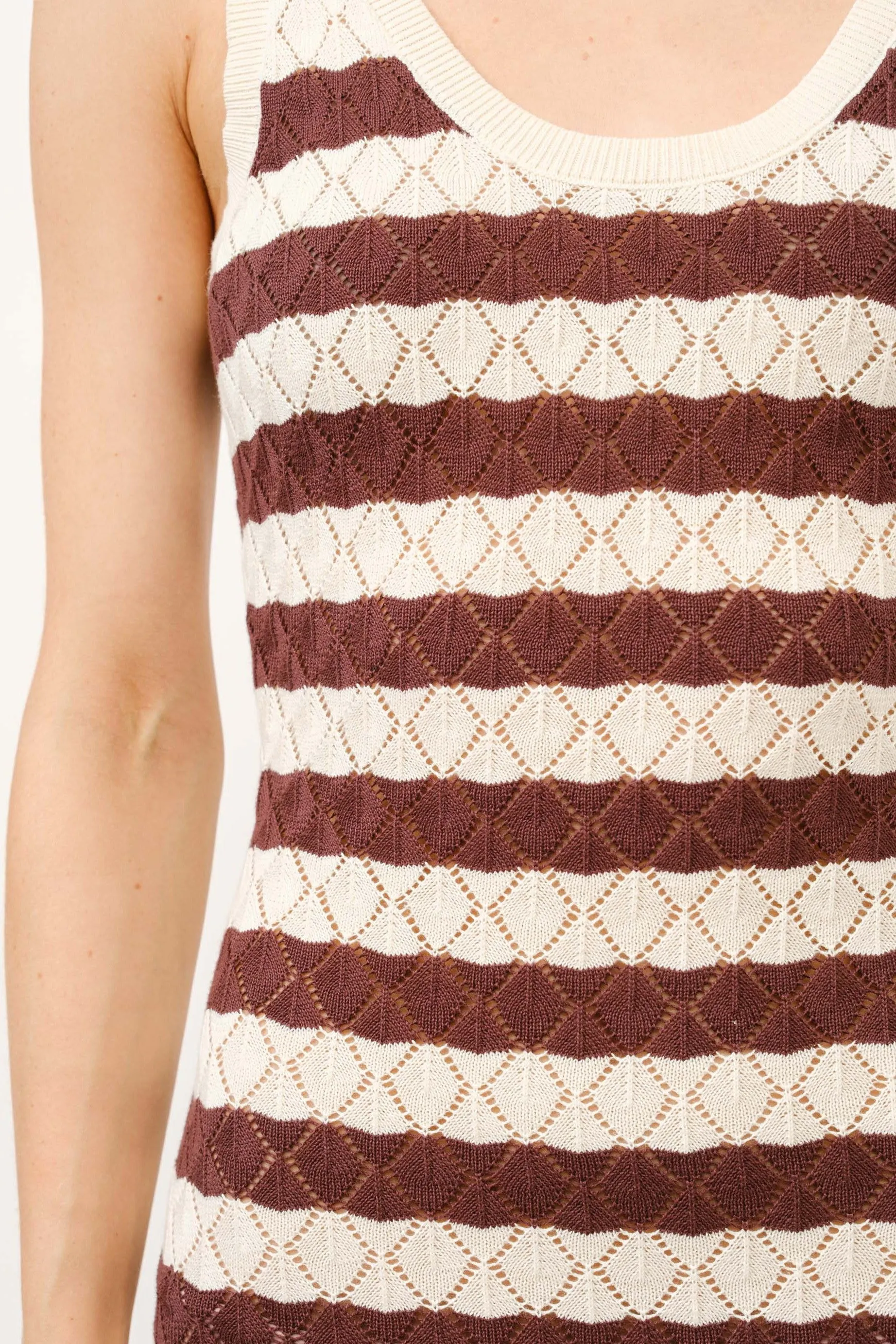 Brown/ Cream Knit Striped Fitted Maxi Dress sold by Pinkblush product image thumbnail 2