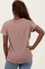 Mocha Ribbed Notched Neckline Top sold by Pinkblush