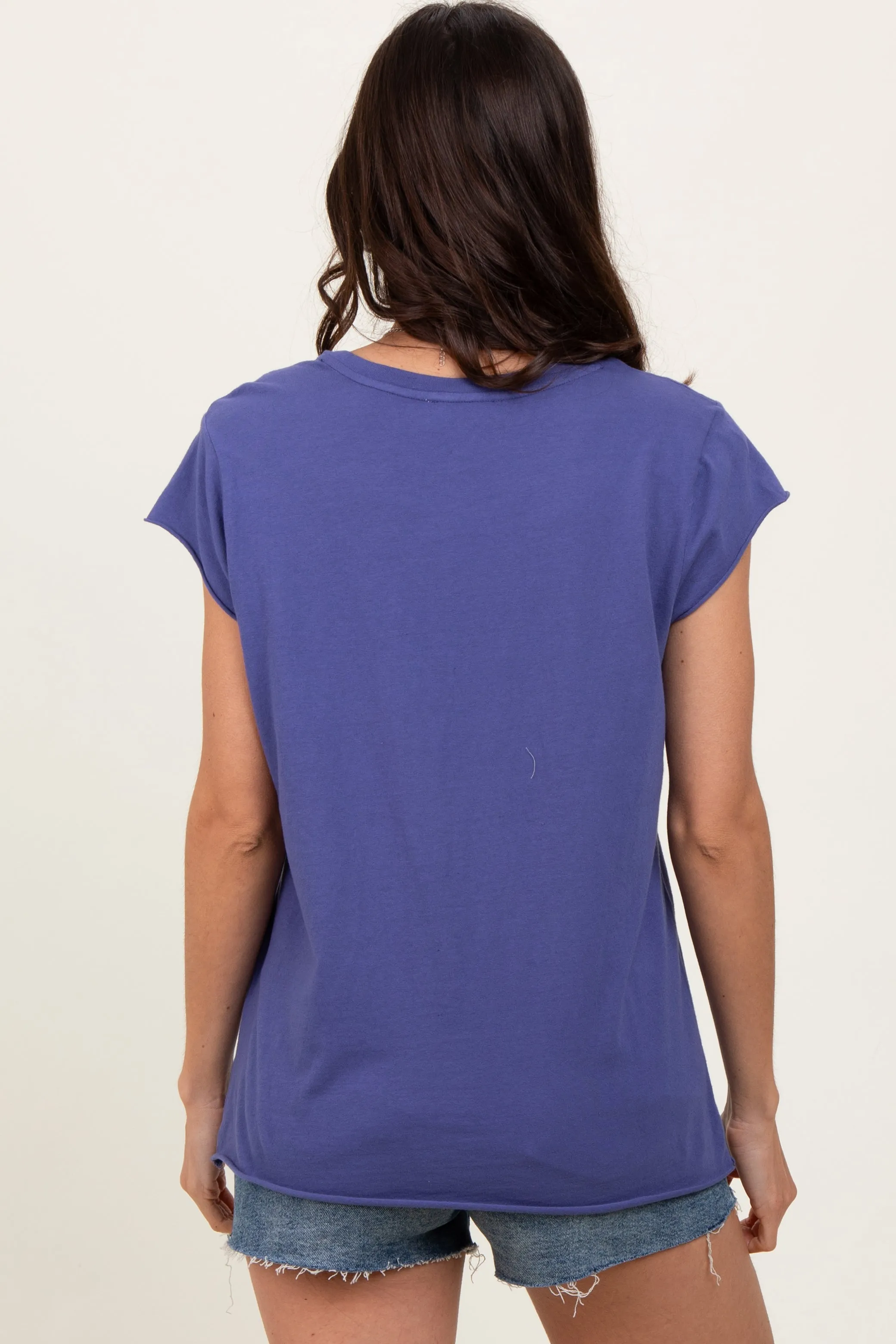 Navy Soft Cap Sleeve Maternity T-Shirt Top sold by Pinkblush product image thumbnail 4