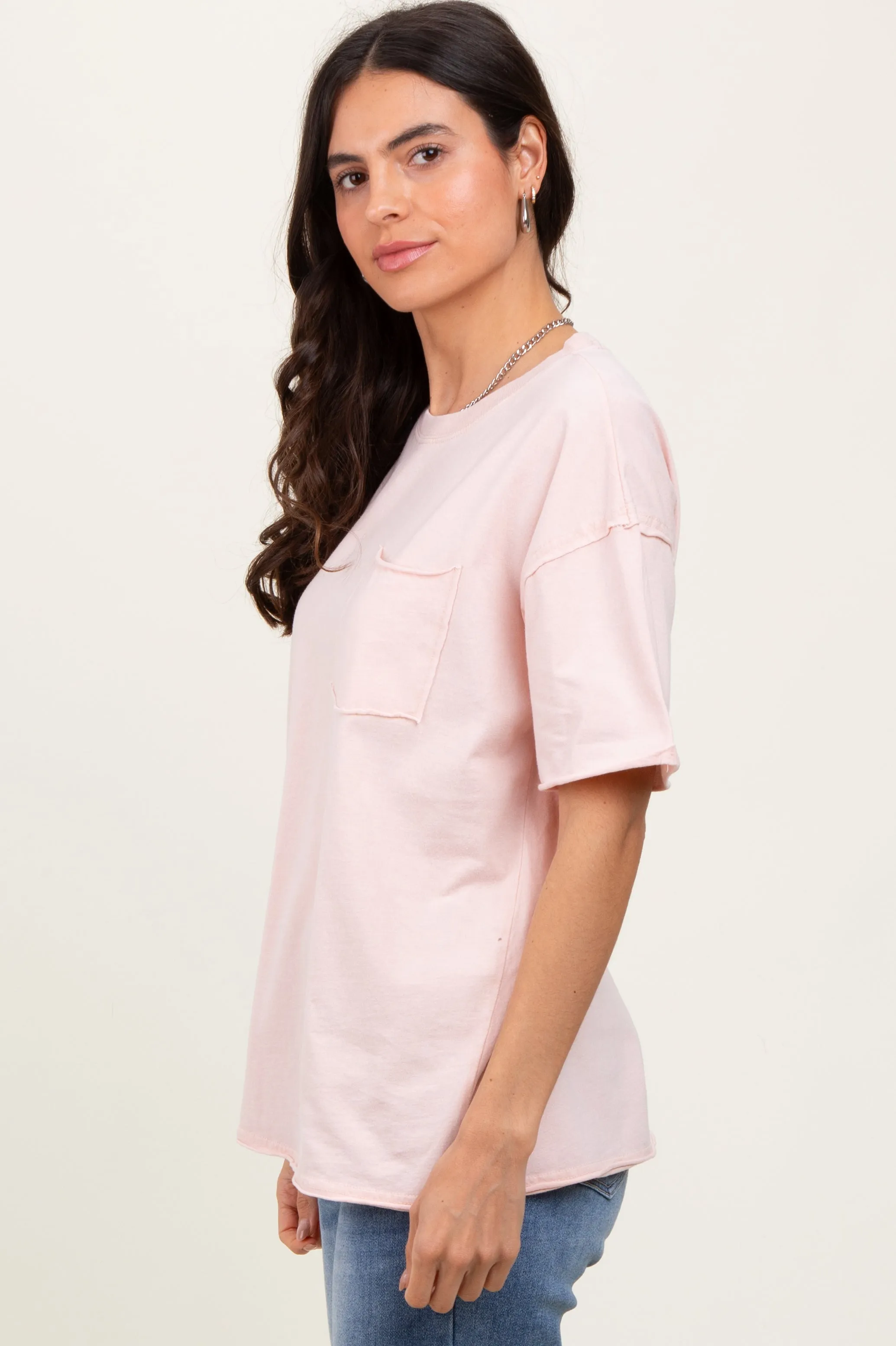 Light Pink Short Sleeve Front Pocket Tunic Top sold by Pinkblush product image thumbnail 3