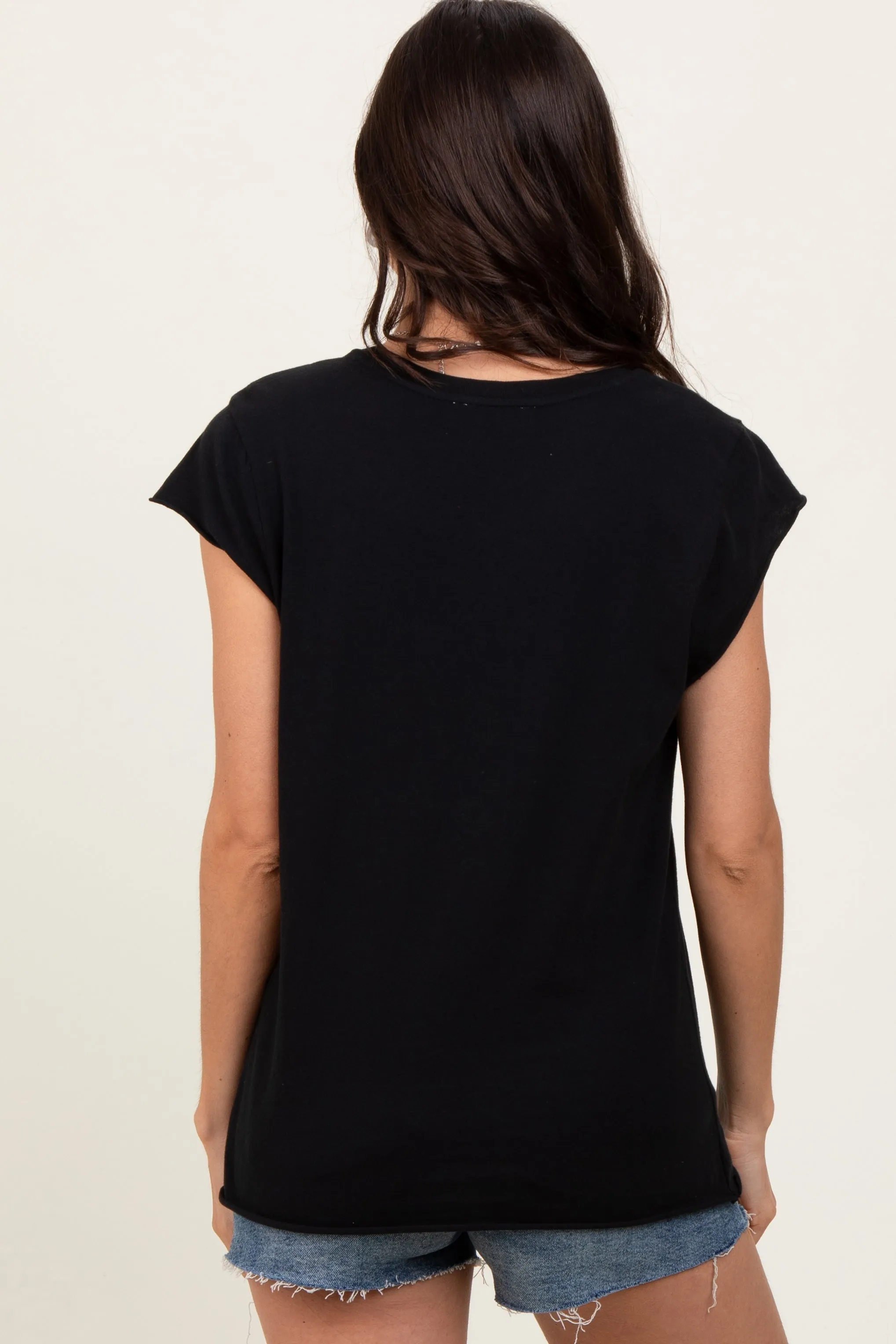 Black Soft Cap Sleeve Maternity T-Shirt Top sold by Pinkblush product image thumbnail 4