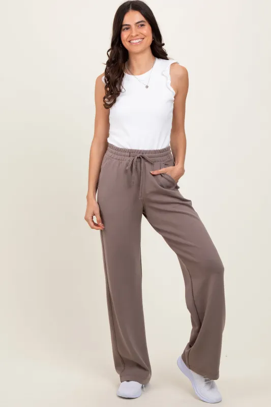 Mocha Straight Leg Drawstring Sweatpants sold by Pinkblush