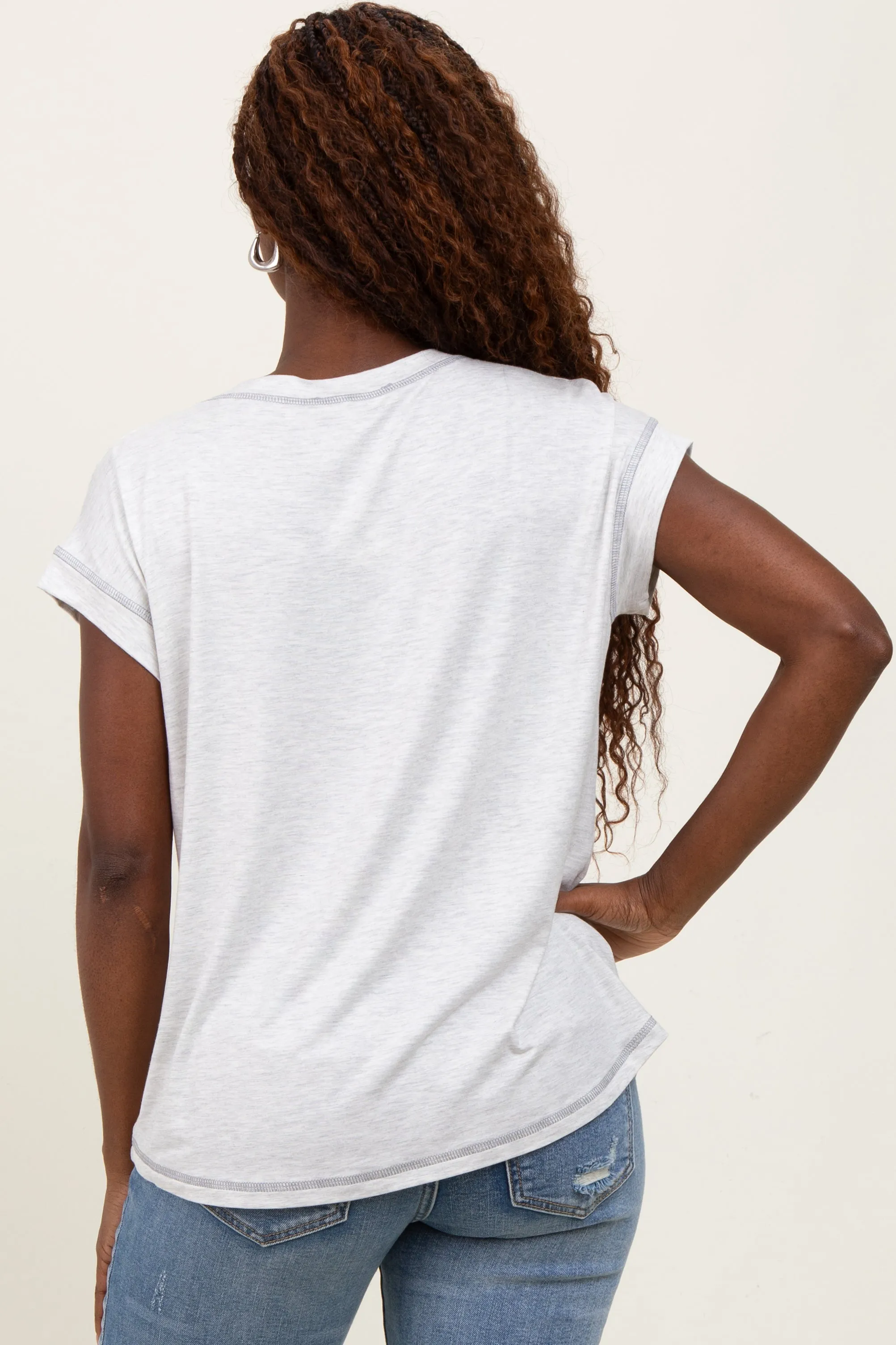 Heather Gray Double Layer Short Sleeve Nursing Top sold by Pinkblush product image thumbnail 3