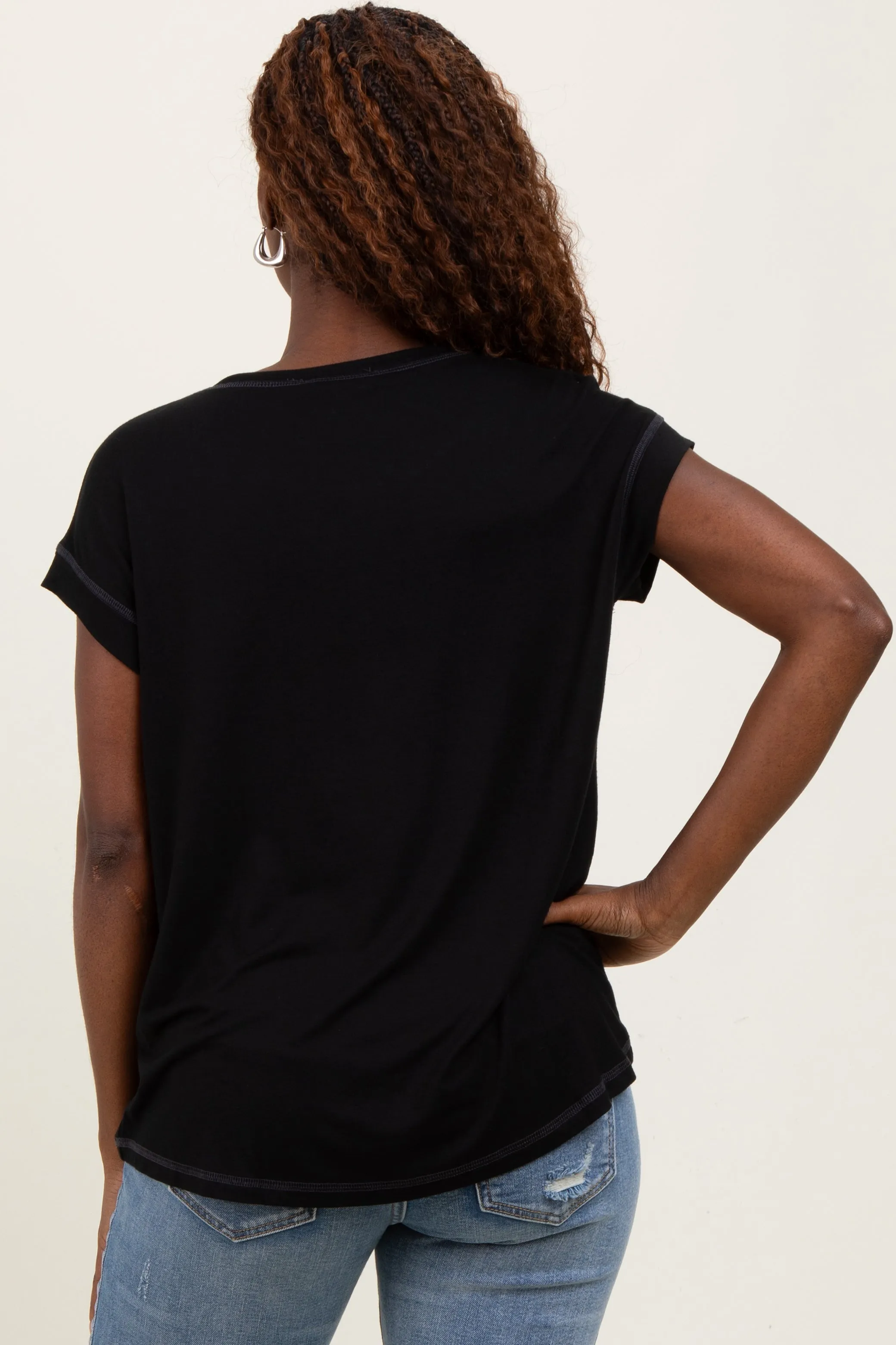 Black Double Layer Short Sleeve Nursing Top sold by Pinkblush product image thumbnail 4