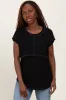 Black Double Layer Short Sleeve Nursing Top sold by Pinkblush