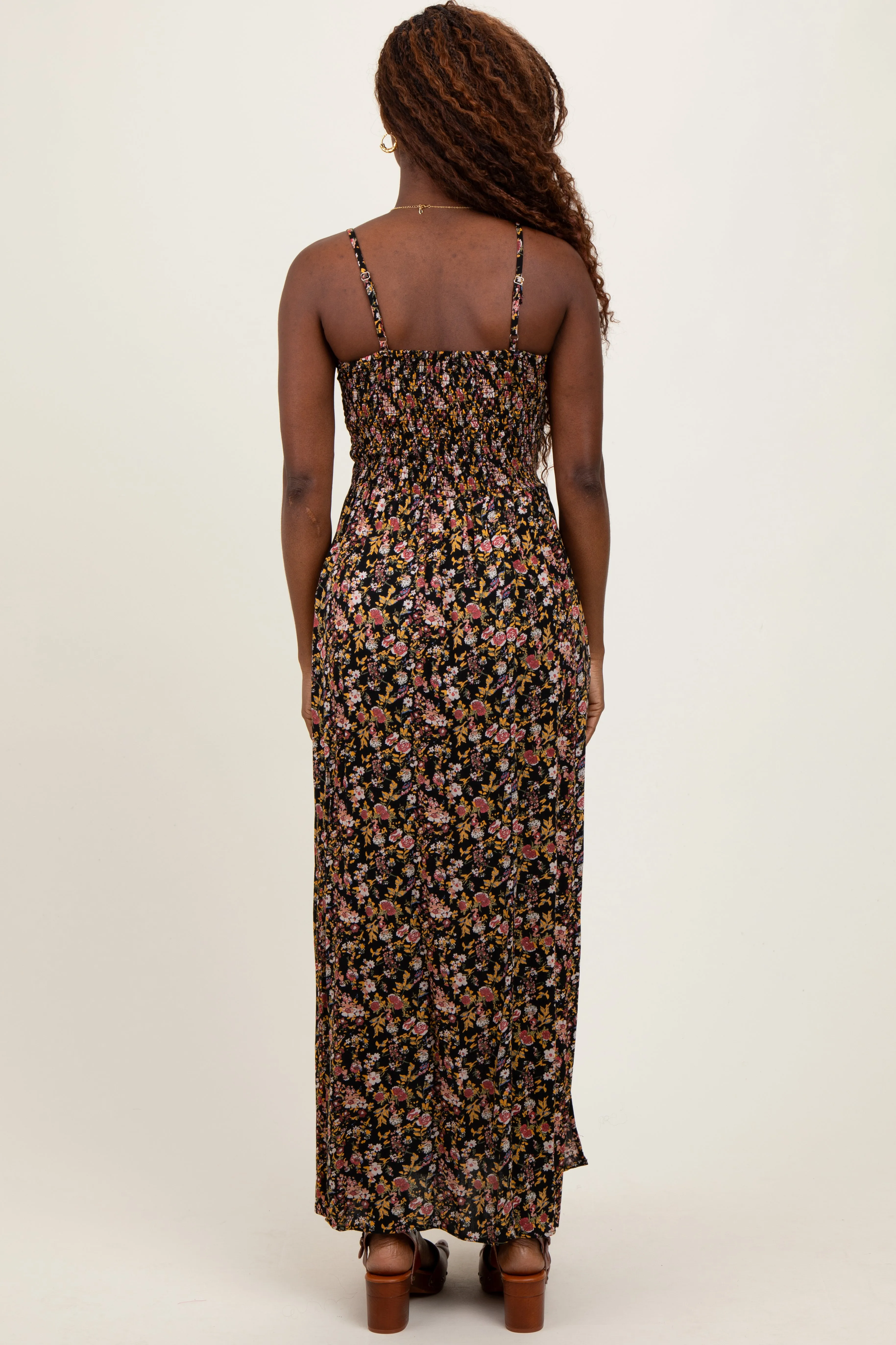 Black Floral Twist Front Cutout Maxi Dress sold by Pinkblush product image thumbnail 4