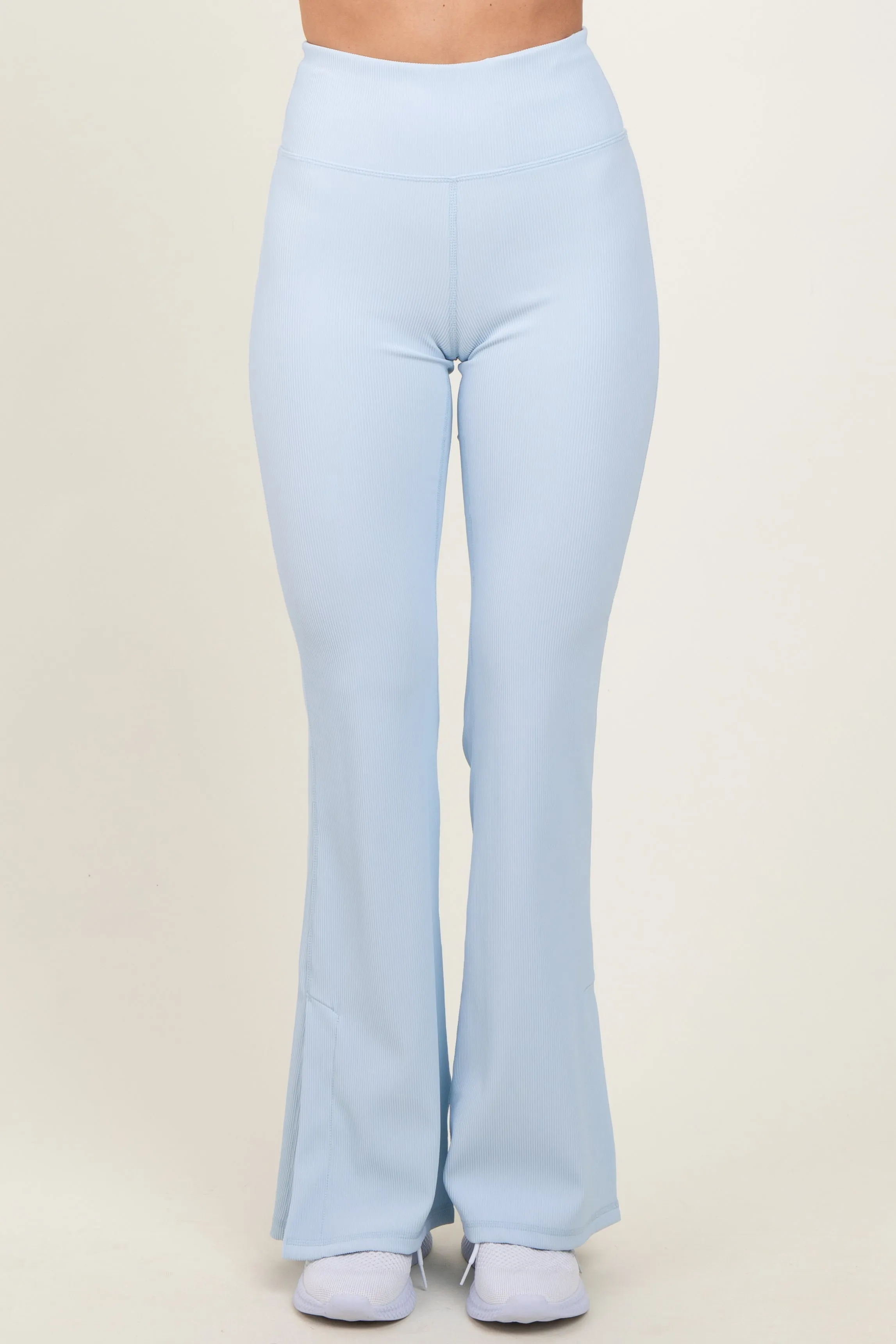 Light Blue Ribbed Split Flare Leggings sold by Pinkblush product image thumbnail 3