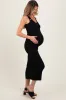 Black V-Neck Tank Maternity Maxi Dress sold by Pinkblush