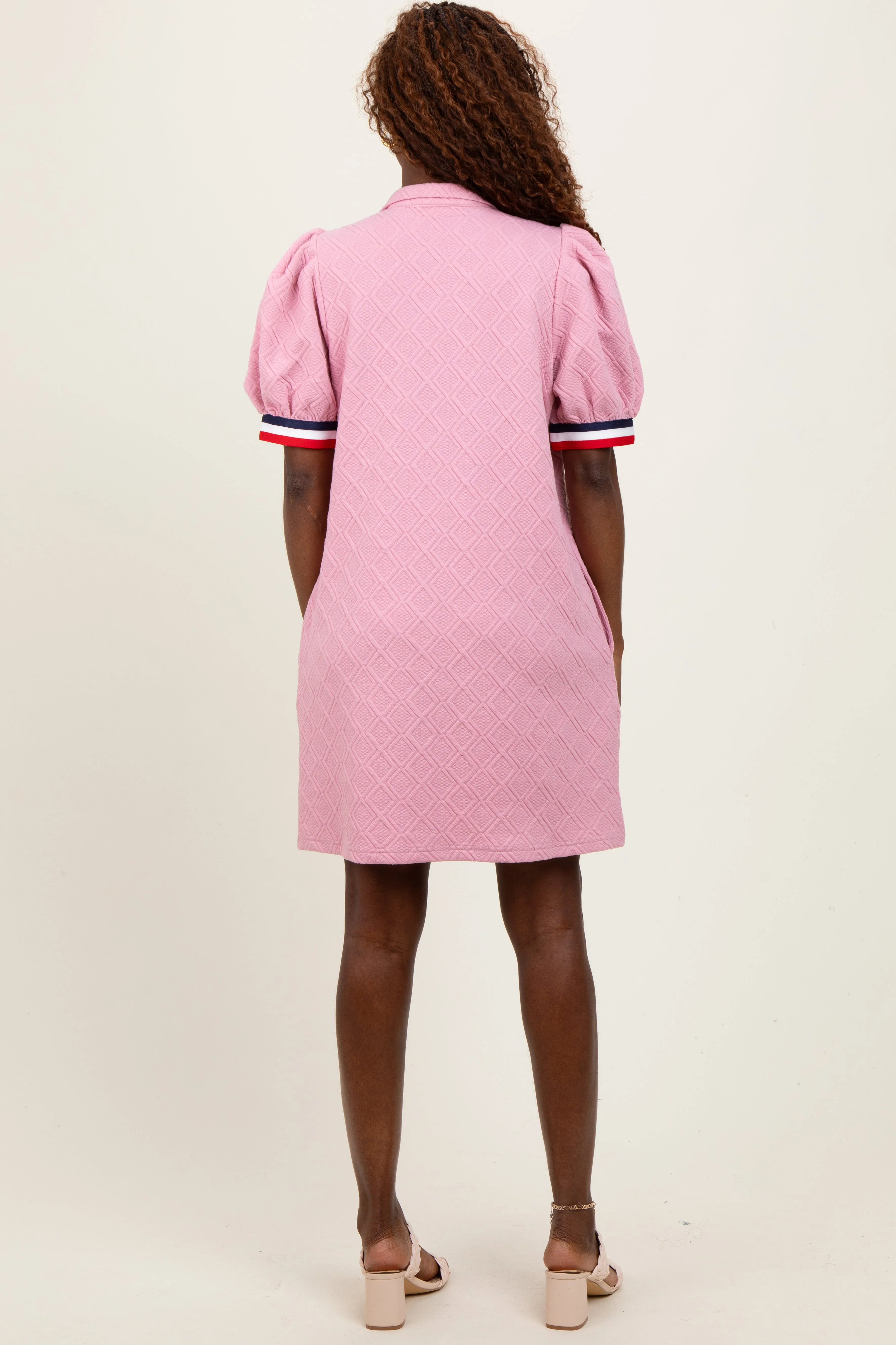 Pink Jacquard Zipper Collar Mini Dress sold by Pinkblush product image thumbnail 2