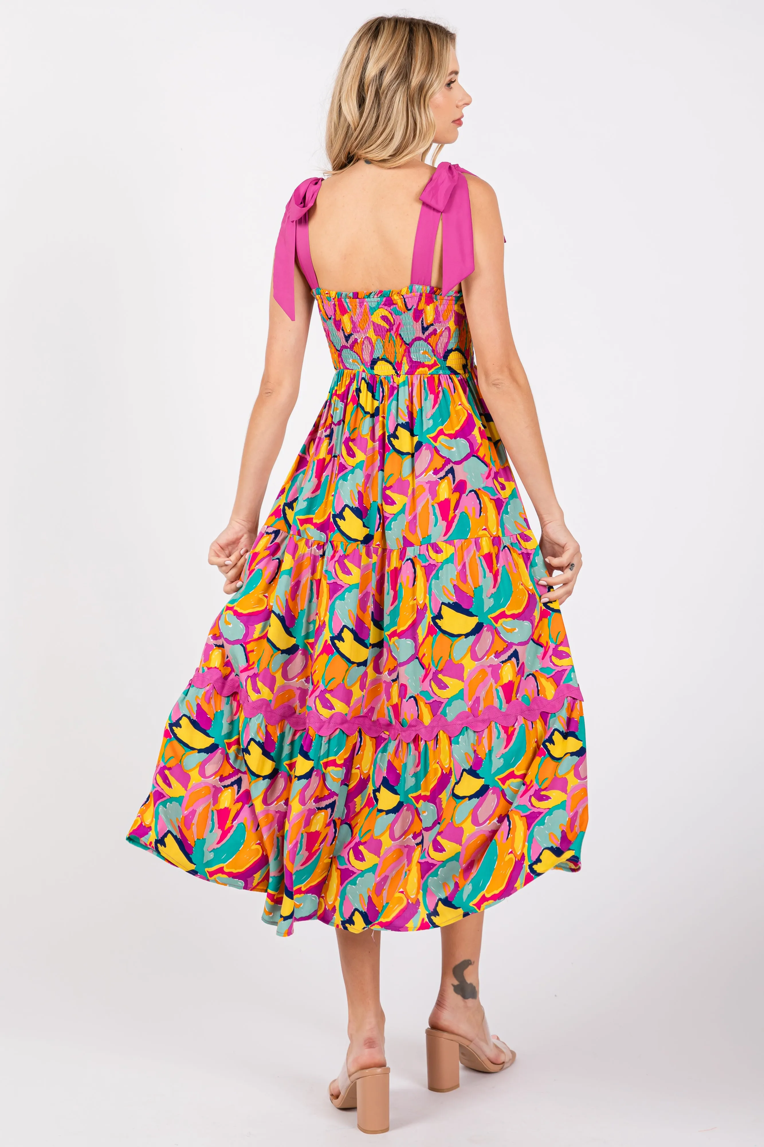 Pink Green Printed Midi Dress sold by Pinkblush product image thumbnail 4