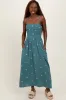 Light Teal Embroidered Floral Smocked Midi Dress sold by Pinkblush
