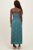 Light Teal Embroidered Floral Smocked Midi Dress sold by Pinkblush