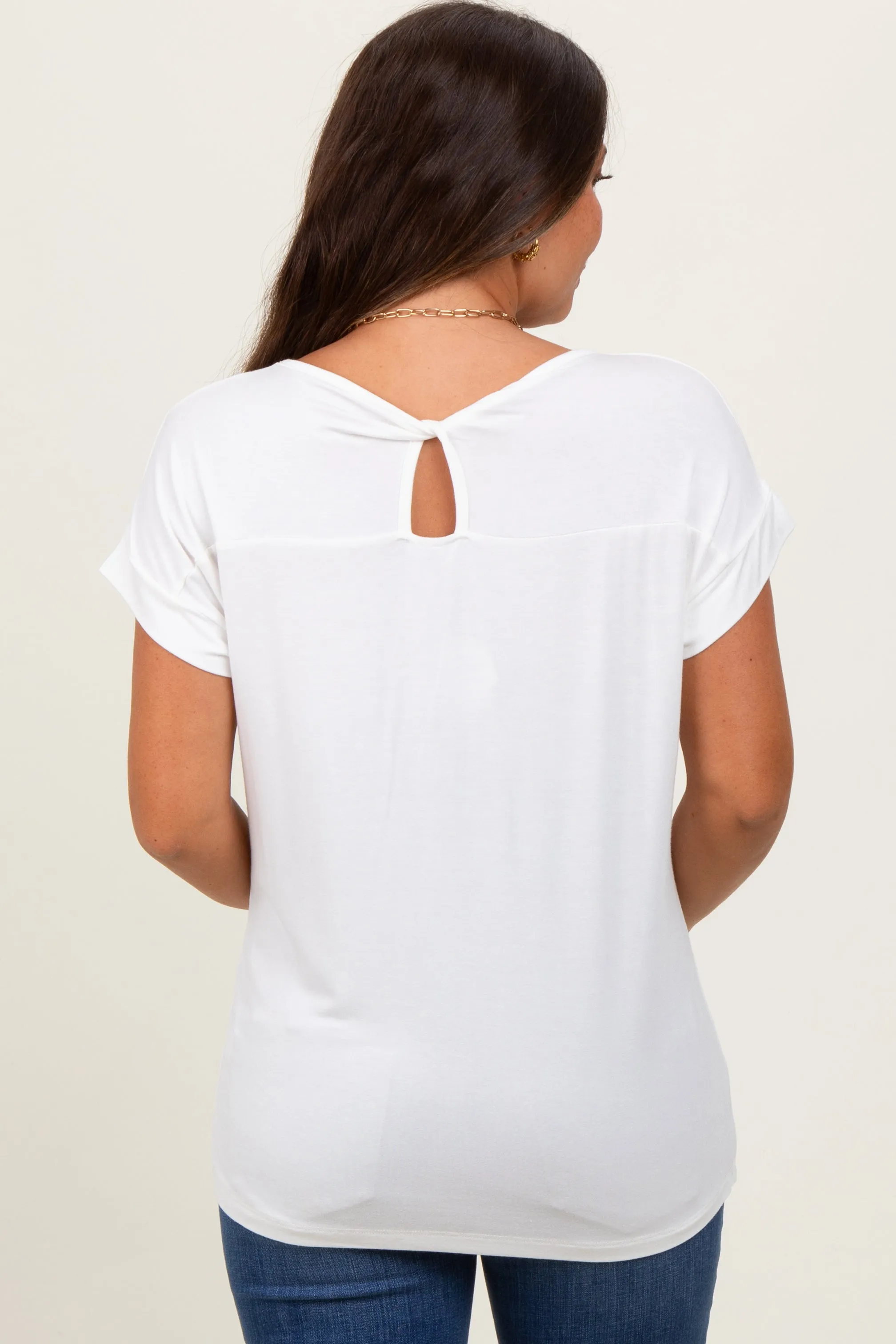 Ivory Key Hole Back Detail Maternity Top sold by Pinkblush product image thumbnail 4