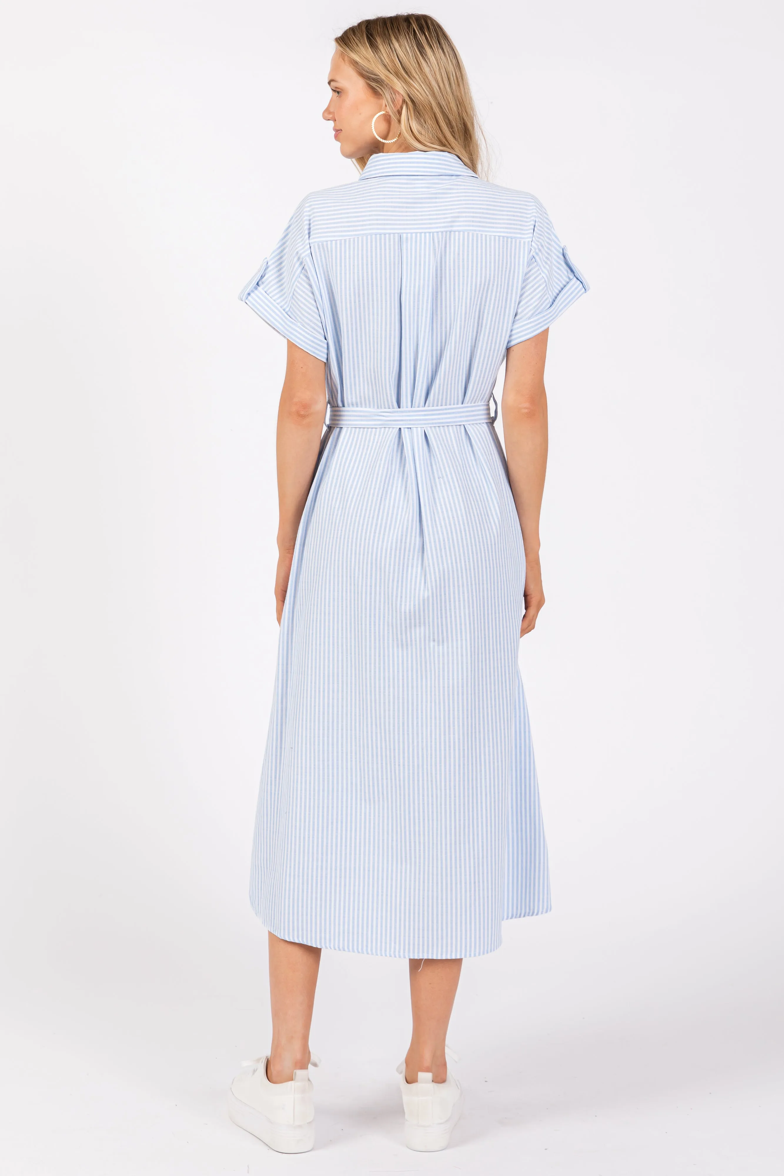 Light Blue Striped Sash Tie Dress sold by Pinkblush product image thumbnail 3