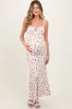 Red Ribbed Floral Shoulder Tie Maternity Maxi Dress sold by Pinkblush