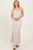Red Ribbed Floral Shoulder Tie Maternity Maxi Dress sold by Pinkblush