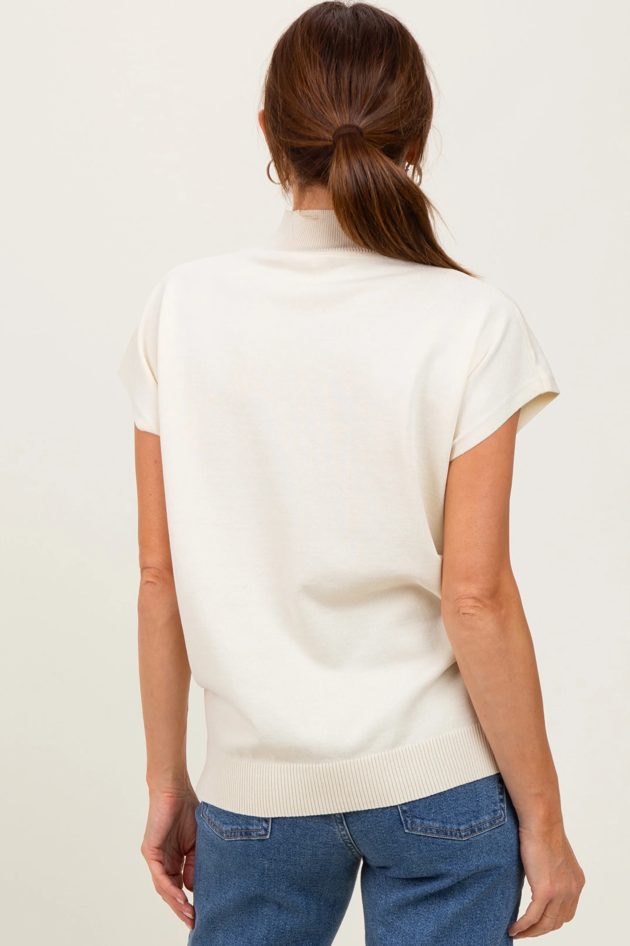 Cream Mock Neck Knit Top sold by Pinkblush product image thumbnail 4