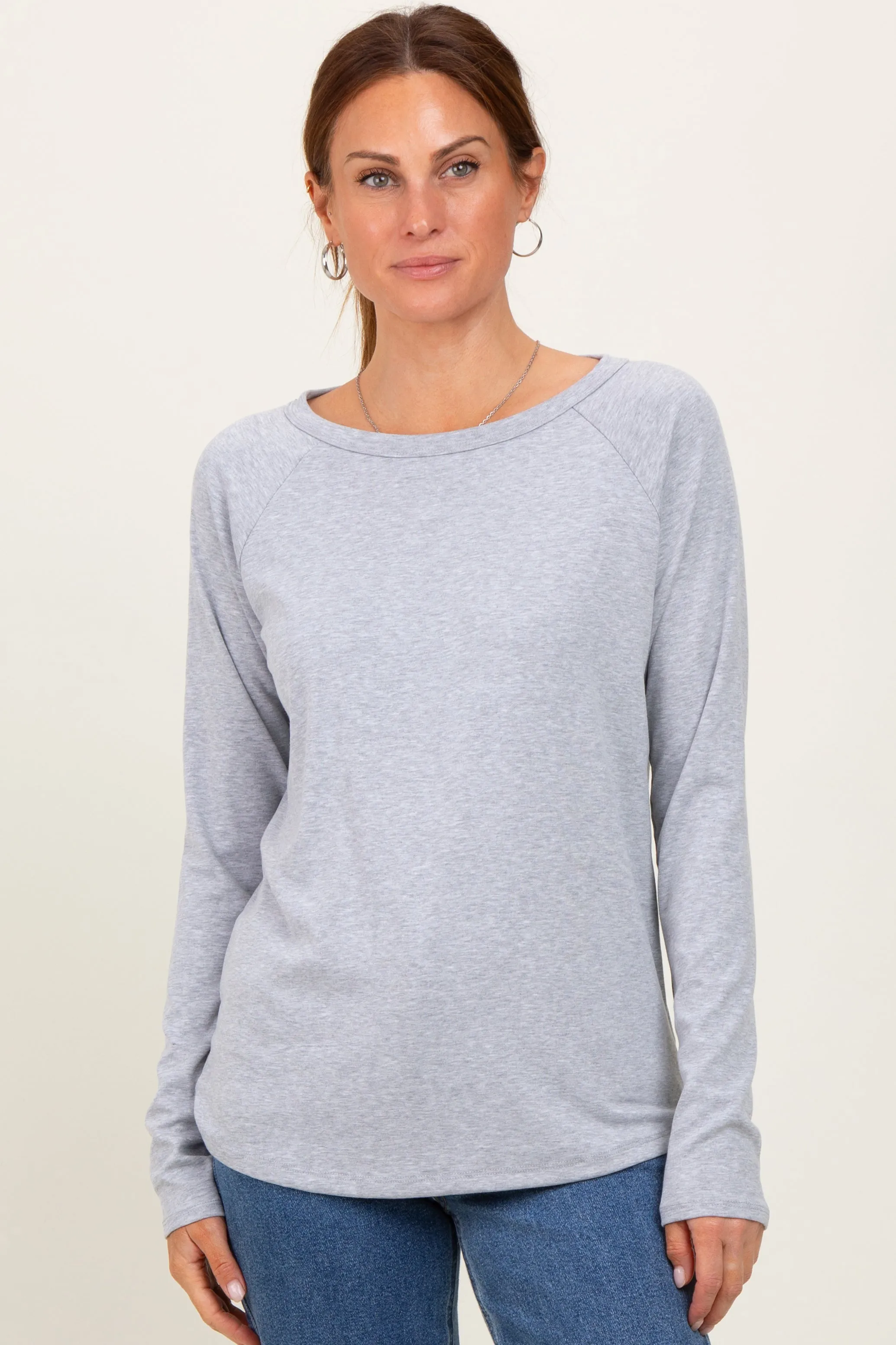 Heather Grey Raglan Long Sleeve Top sold by Pinkblush product image thumbnail 2