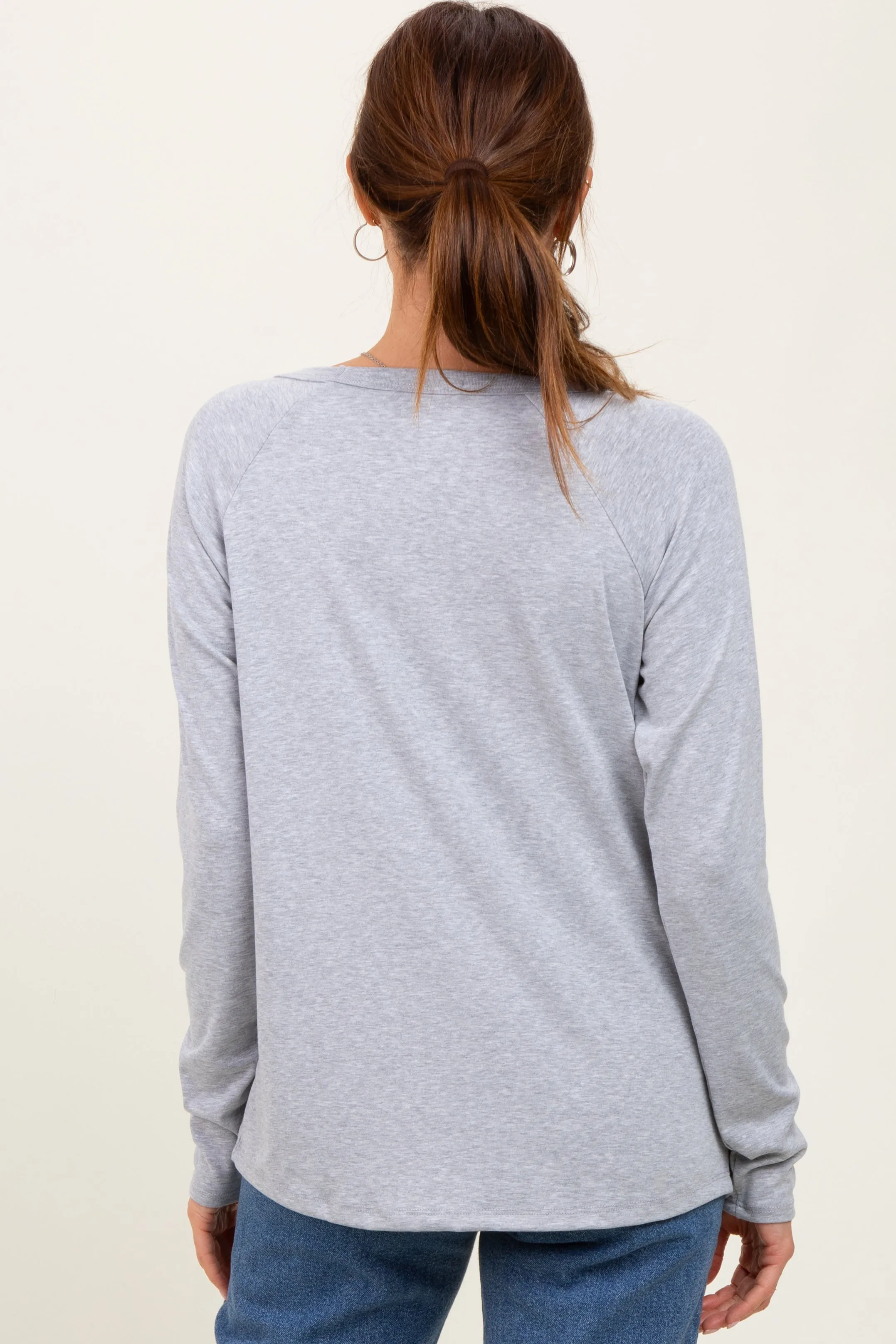 Heather Grey Raglan Long Sleeve Top sold by Pinkblush product image thumbnail 4