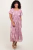 Mauve Floral Print Ruffle Hem Maternity Midi Dress sold by Pinkblush
