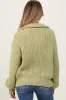 Light Olive Chunky Knit Quarter Zip Maternity Sweater sold by Pinkblush