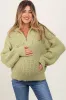 Light Olive Chunky Knit Quarter Zip Maternity Sweater sold by Pinkblush