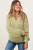 Light Olive Chunky Knit Quarter Zip Maternity Sweater sold by Pinkblush