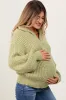 Light Olive Chunky Knit Quarter Zip Maternity Sweater sold by Pinkblush