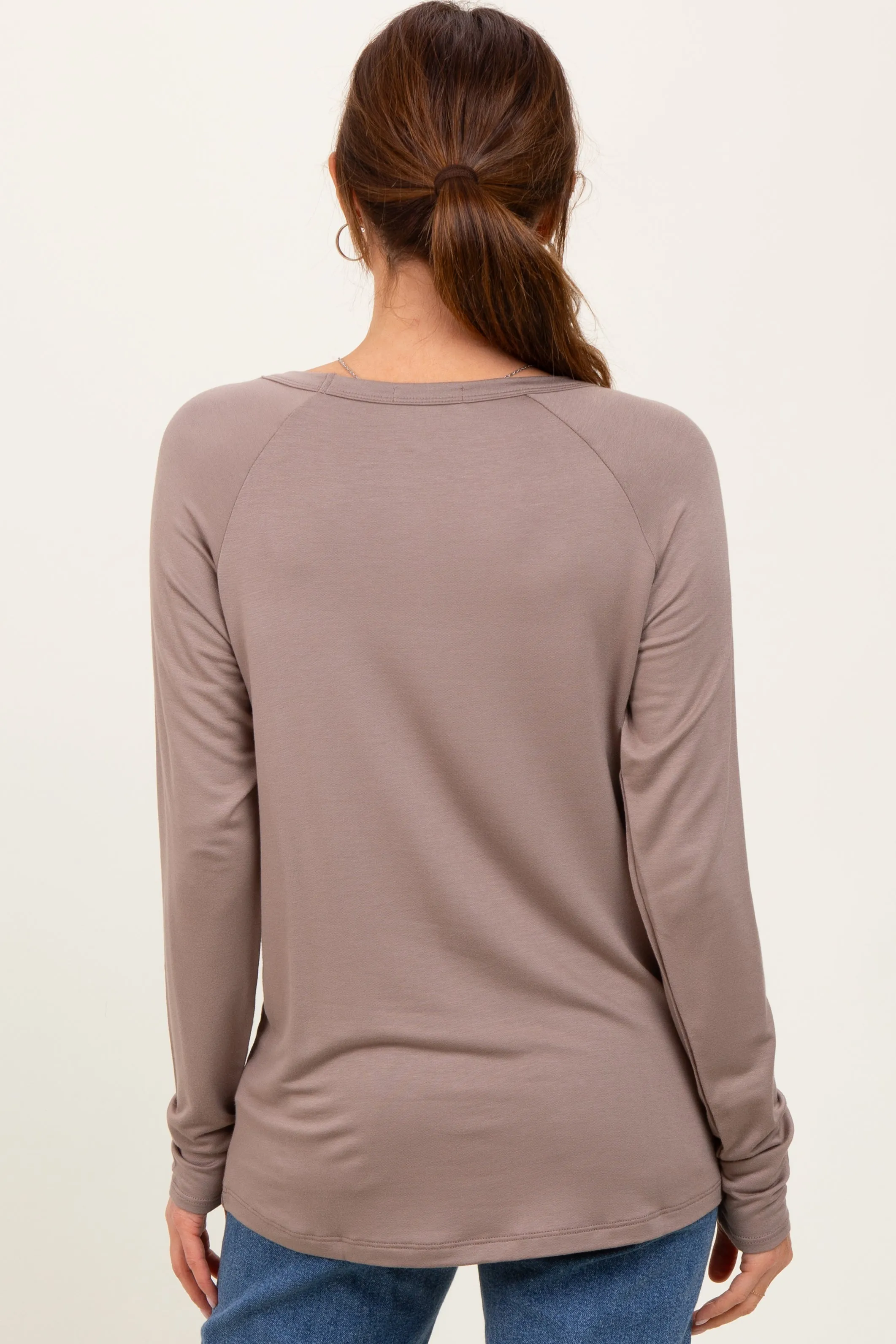 Light Taupe Basic Boatneck Long Sleeve Top sold by Pinkblush product image thumbnail 4