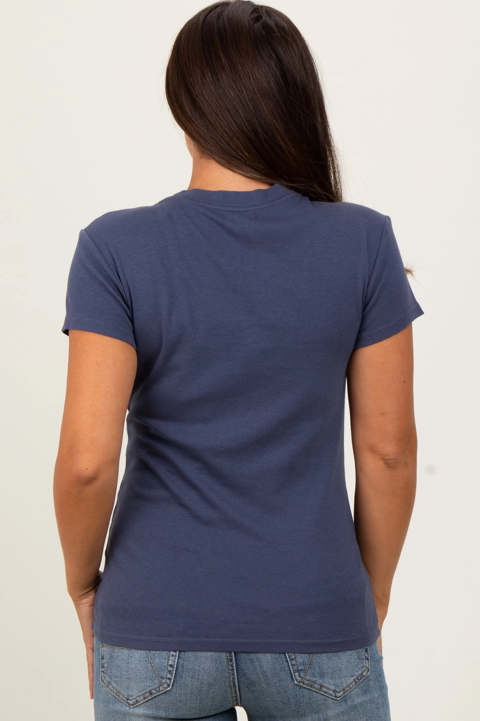 Navy Classic Crewneck Maternity T-Shirt sold by Pinkblush product image thumbnail 3