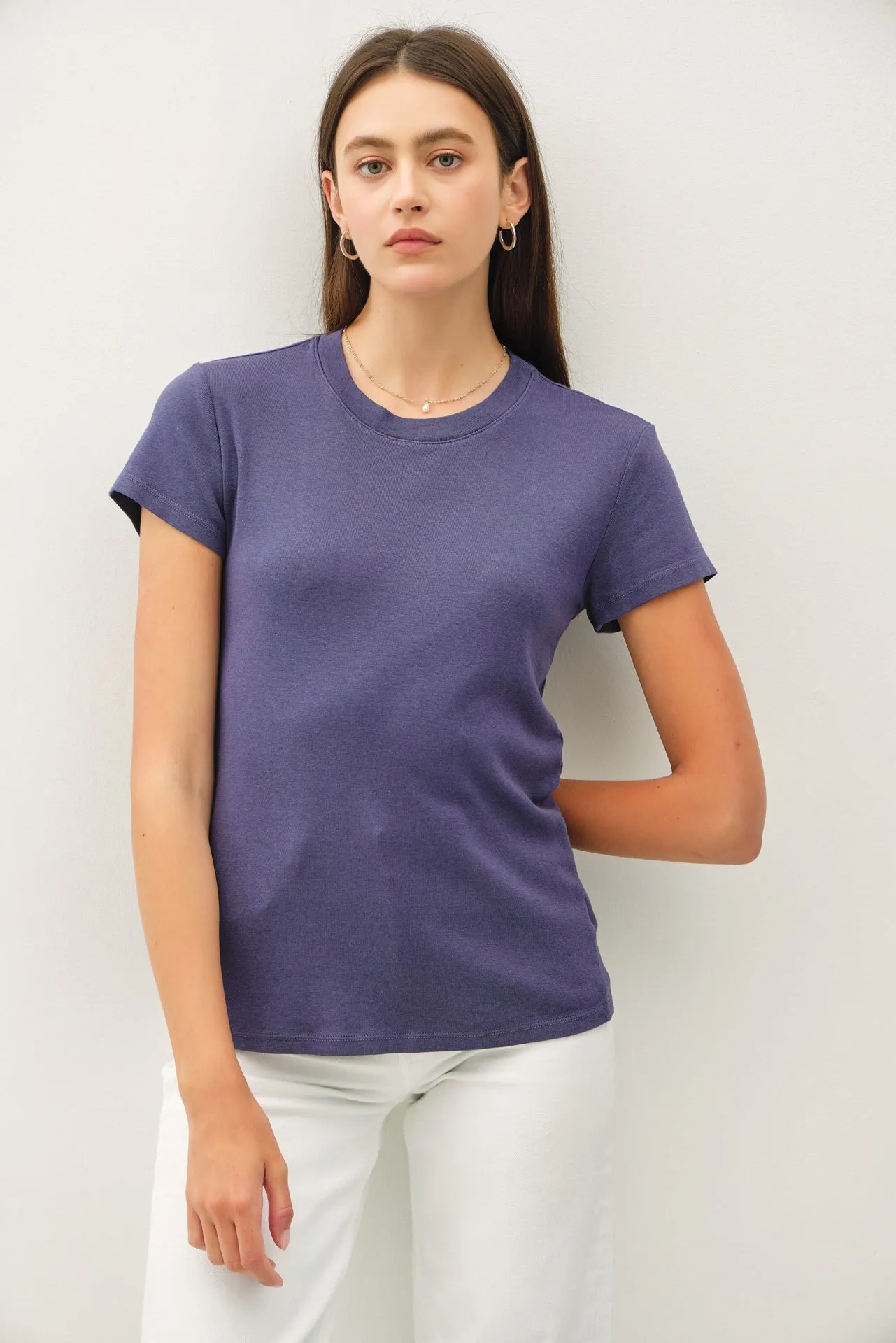 Navy Classic Crewneck Maternity T-Shirt sold by Pinkblush product image thumbnail 4