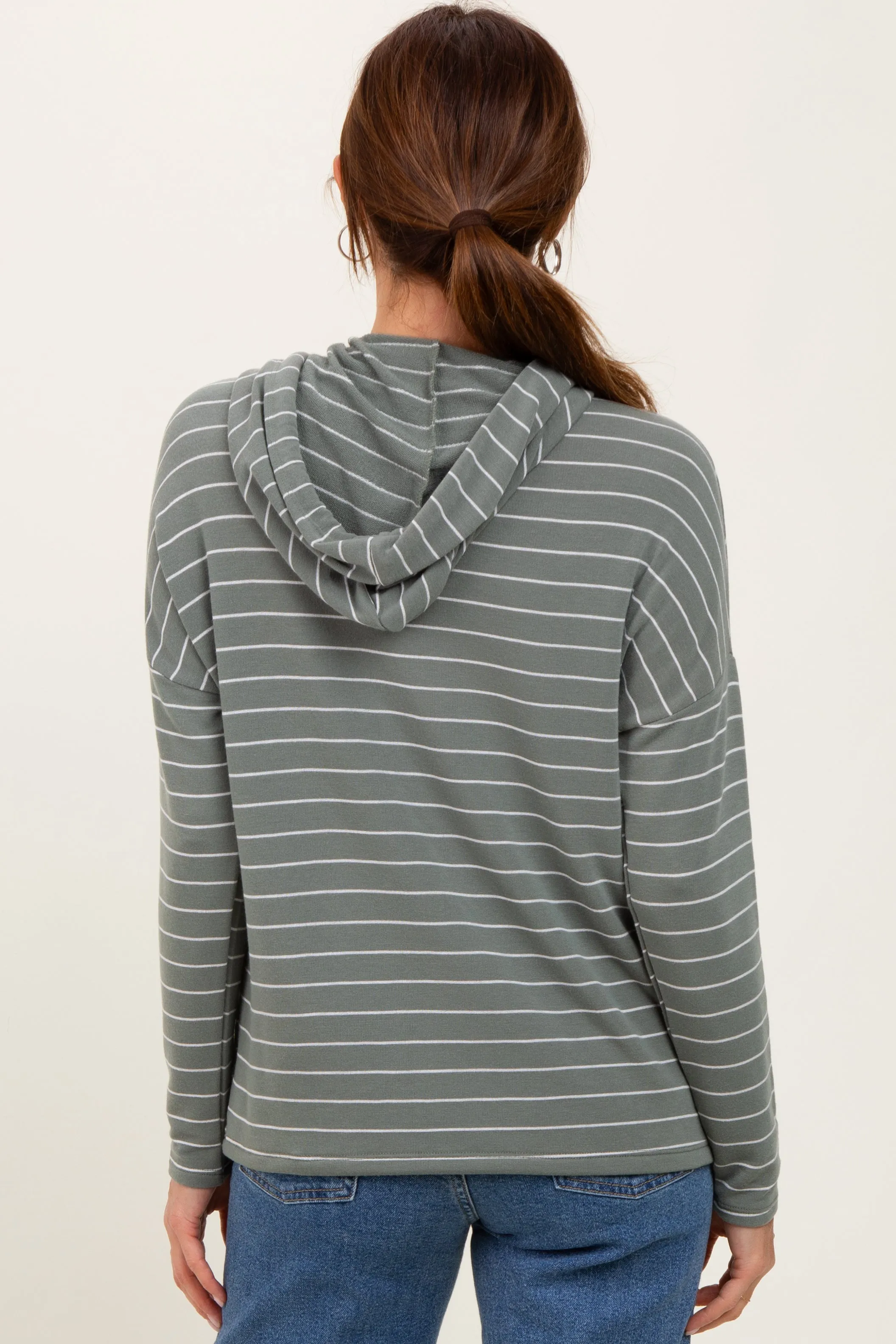 Olive Striped Drawstring Hoodie Top sold by Pinkblush product image thumbnail 4