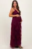 Plum Floral Lace Overlay Maternity Maxi Dress sold by Pinkblush