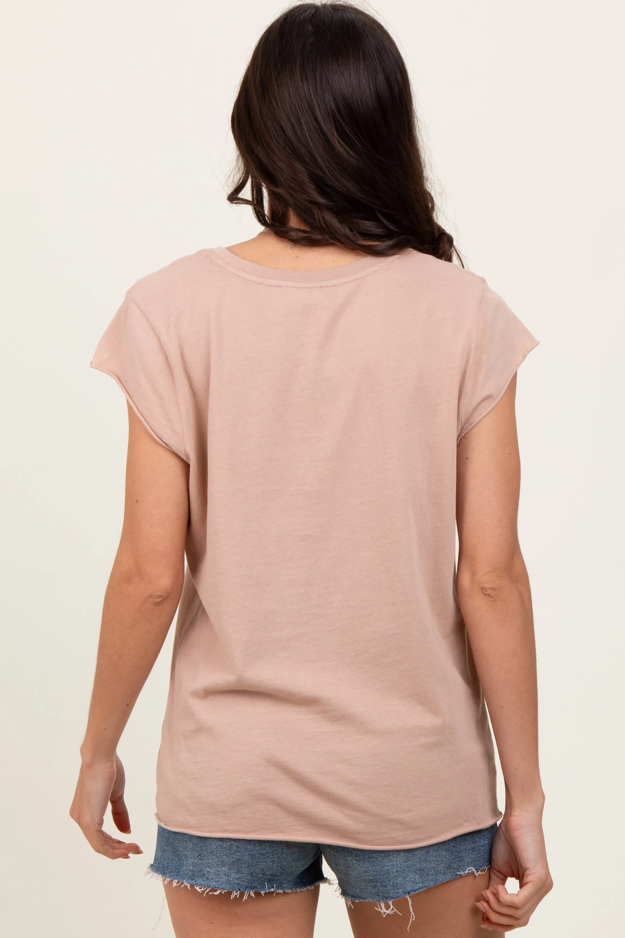 Taupe Soft Cap Sleeve Maternity T-Shirt Top sold by Pinkblush product image thumbnail 4