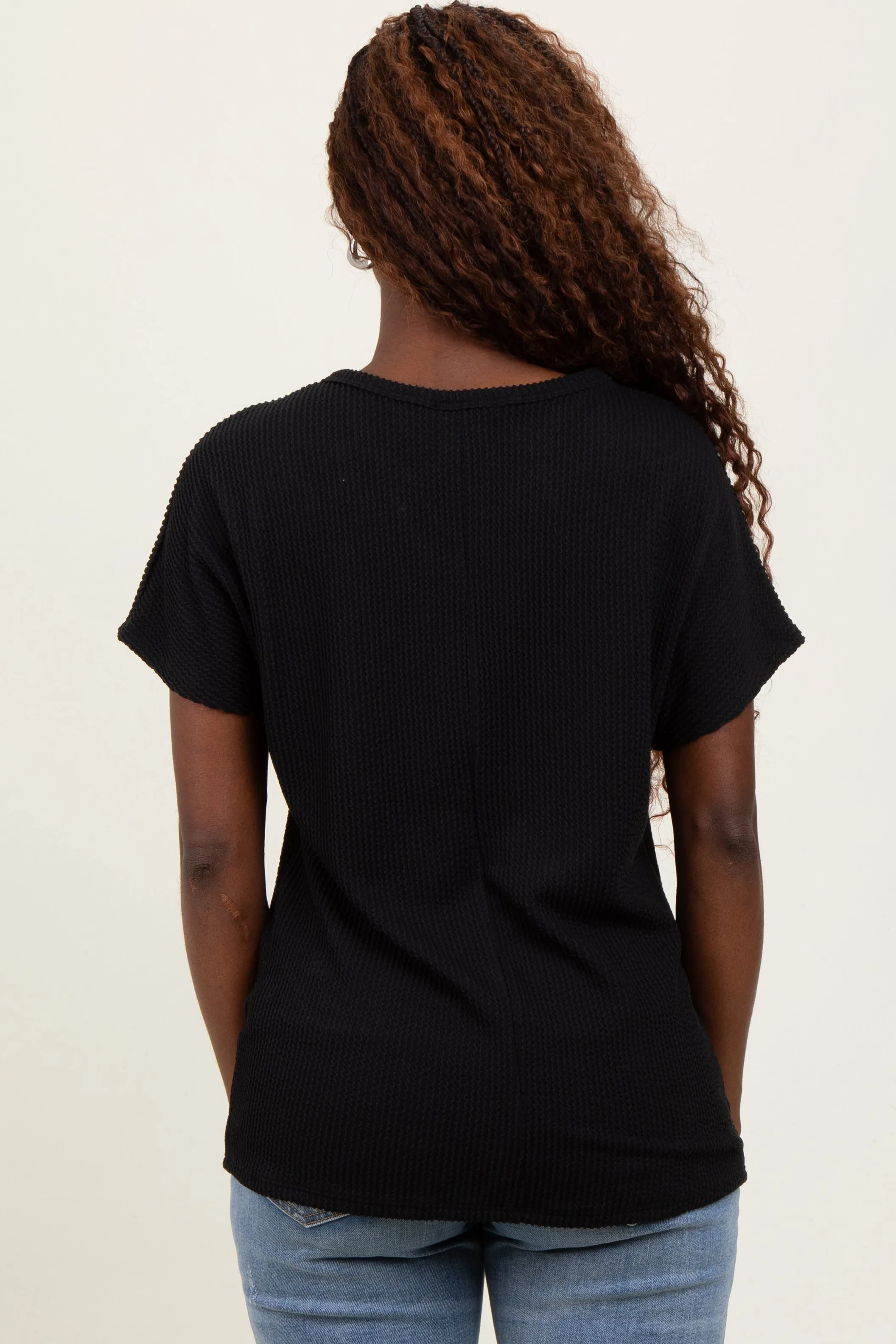 Black Ribbed Notched Neckline Top sold by Pinkblush product image thumbnail 4